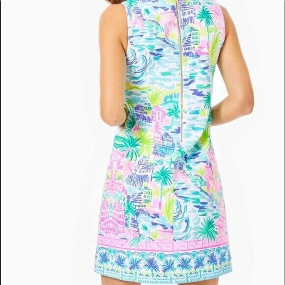 Lilly Pulitzer LARGE Gellar Shift Dress – Private Island Print -White Pink Green - Picture 2 of 7